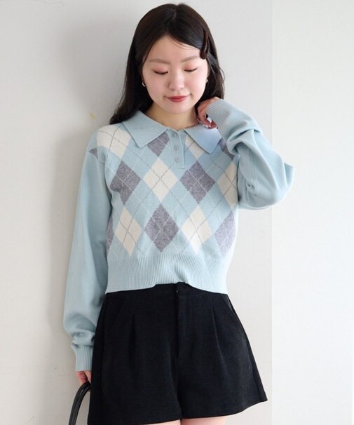 【Kastane】アーガイルポロニット