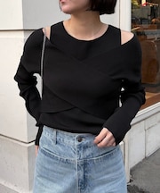 【CAPRICIEUX LE'MAGE】オフショルクロスレイヤードニット