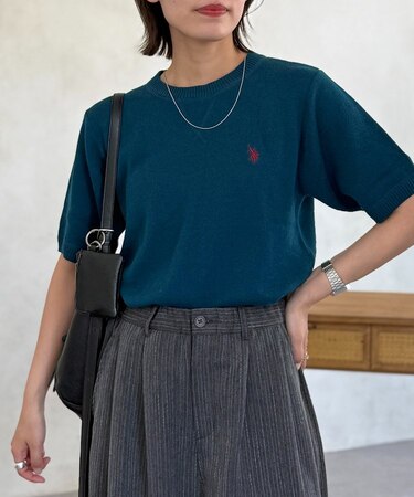 【U.S. POLO ASSN.】スウェットライク半袖ニット