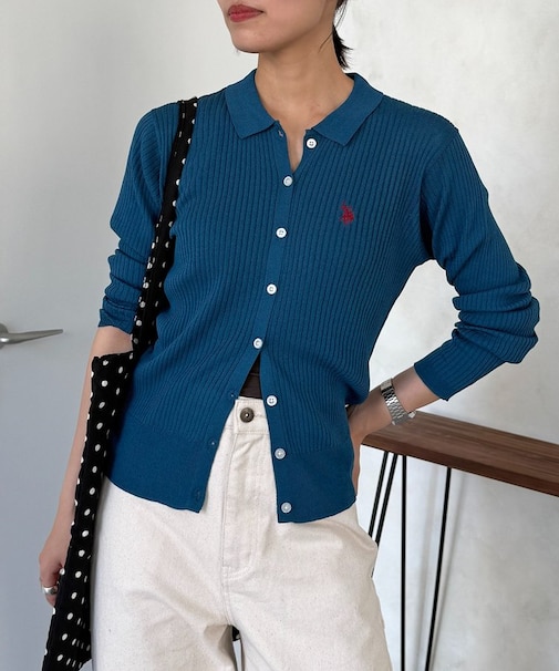 【U.S. POLO ASSN.】シアーリブカーディガン