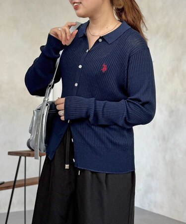 【U.S. POLO ASSN.】シアーリブカーディガン