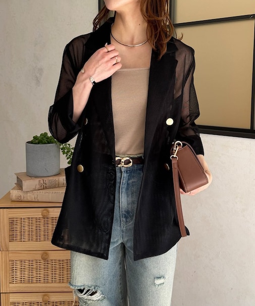 【新色登場！】ゴールドボタンメッシュテーラードジャケット