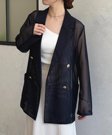 【新色登場！】ゴールドボタンメッシュテーラードジャケット