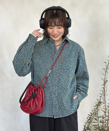 フラワージャガードデニムシャツ
