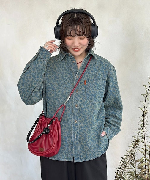 フラワージャガードデニムシャツ