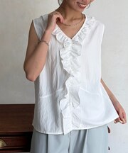 ノースリフリルブラウス