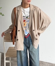 麻混ドルマンテーラードジャケット