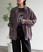 麻混ドルマンテーラードジャケット