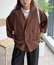 麻混ドルマンテーラードジャケット