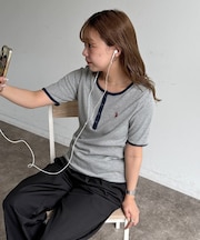 【U.S. POLO ASSN. 】ヘンリーネックリブ半袖T