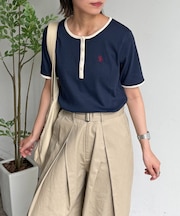 【U.S. POLO ASSN. 】ヘンリーネックリブ半袖T
