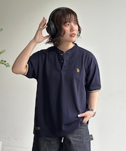 【U.S. POLO ASSN.】配色リブ鹿の子ヘンリー