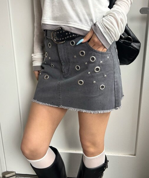 【WHO'S WHO gallery】硫化ツイルアイレットミニスカート