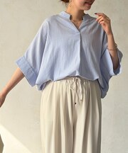 【体型カバー】【高コスパ高見え】袖ターンバックブラウス