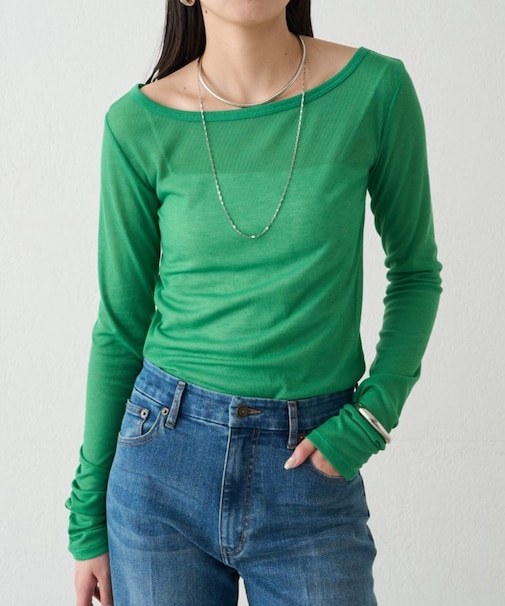 【Loungedress】ラウンドシアーカットソー