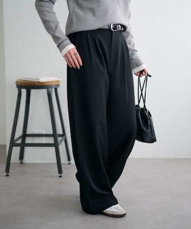 【Discoat】【Enlude】サイドベルト付きワイドパンツ