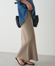 【Loungedress】リブセミフレアニットスカート