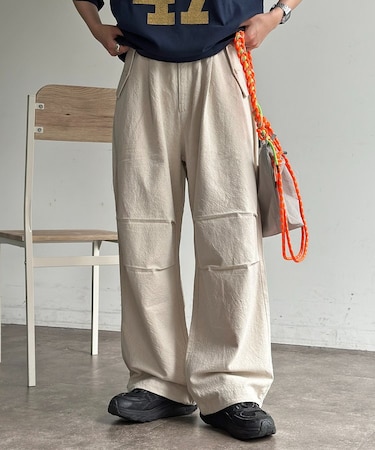 綿麻ニータックパンツ