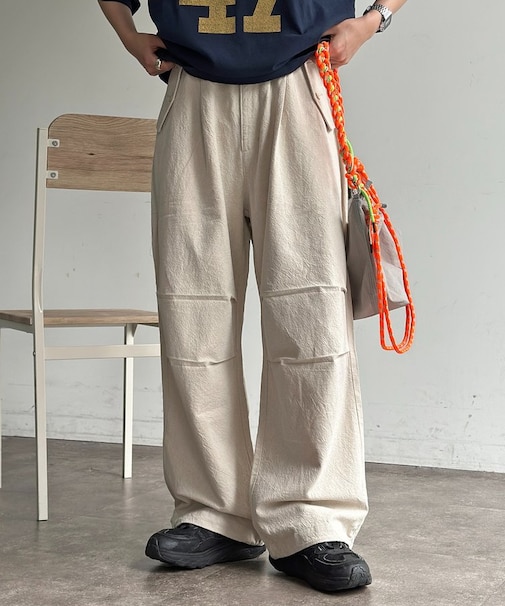 綿麻ニータックパンツ