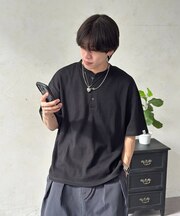 接触冷感ワッフルヘンリーT