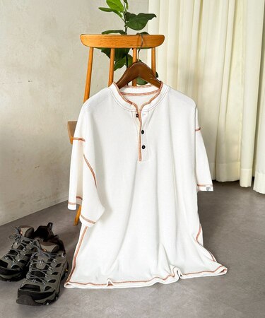 接触冷感ワッフルヘンリーT