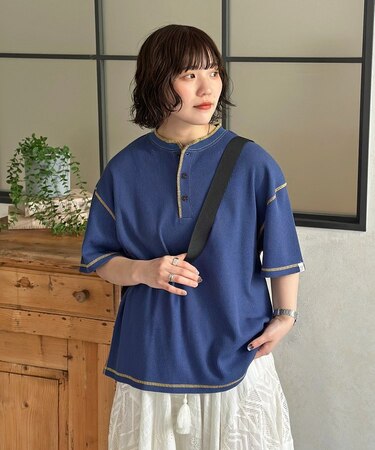 接触冷感ワッフルヘンリーT