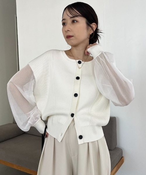 【capricieux le'mage】ショートカーディガン CAPRICIEUX LE'MAGE】シアースリーブショートカーディガン｜パル
