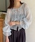 楊柳リボンシャーリングシアーブラウス