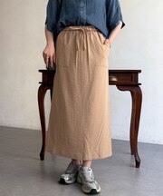リネンライクウエストテープナロースカート