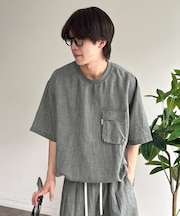 ピグメントリネン半袖Tブラウス
