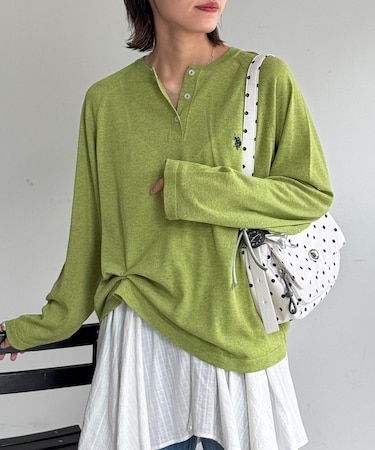 【U.S. POLO ASSN.】麻混ヘンリーニット