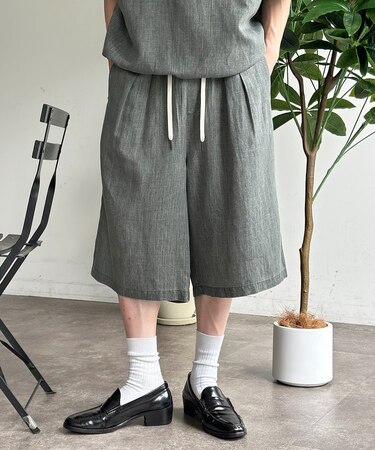 ピグメントリネン2タックショーツ