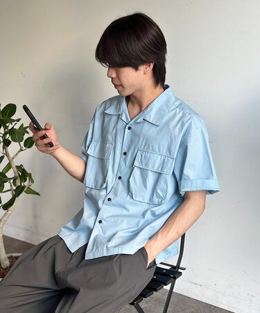 クロップドブロード開襟シャツ