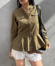 【WHO'S WHO gallery】ミリタリーペプラムブラウス