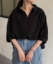 リネンライクBACKタックブラウス