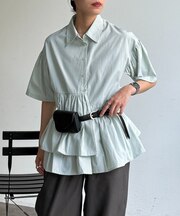 フリル半袖チュニックシャツ