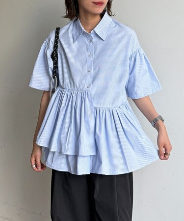 フリル半袖チュニックシャツ