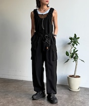【2点セット】ストレッチナイロンパッカブルサロペ