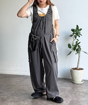 【2点セット】ストレッチナイロンパッカブルサロペ