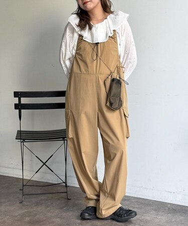 【2点セット】ストレッチナイロンパッカブルサロペ