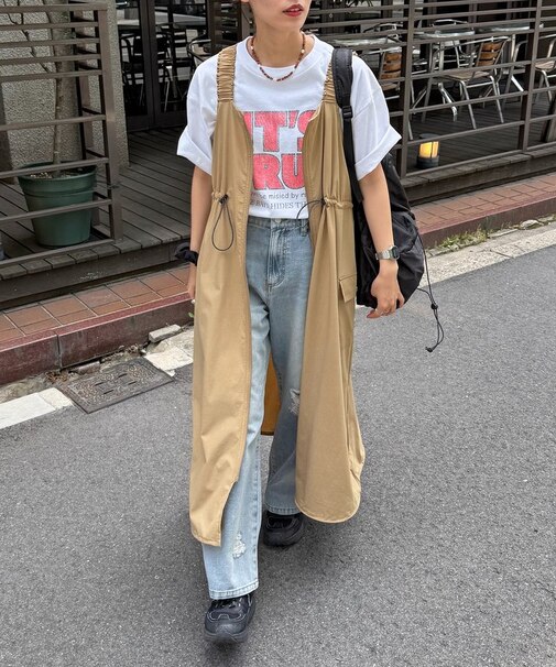 【2点セット】ストレッチナイロンパッカブルジップワンピース