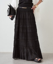 【Loungedress】【INDIA】ギャザーティアードレーススカート