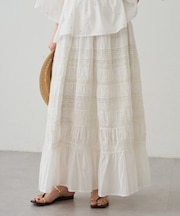 【Loungedress】【INDIA】ギャザーティアードレーススカート