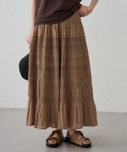 【Loungedress】【INDIA】ギャザーティアードレーススカート