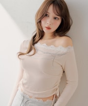 【Chico】ワンショルレースプリントT