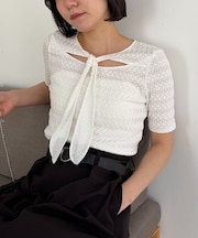 【CAPRICIEUX LE'MAGE】レースノット5分袖トップス