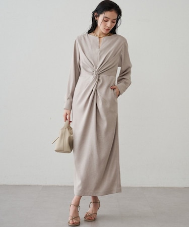 【Loungedress】ツイストVネックワンピース