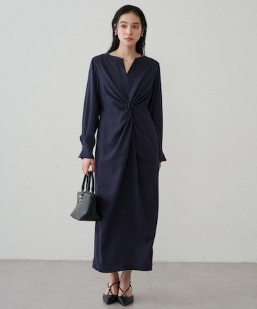 【Loungedress】ツイストVネックワンピース