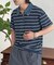 襟デニム半袖ハーフジップ