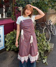 【Ciaopanic】アソート柄レースリボンシャーリングキャミワンピース